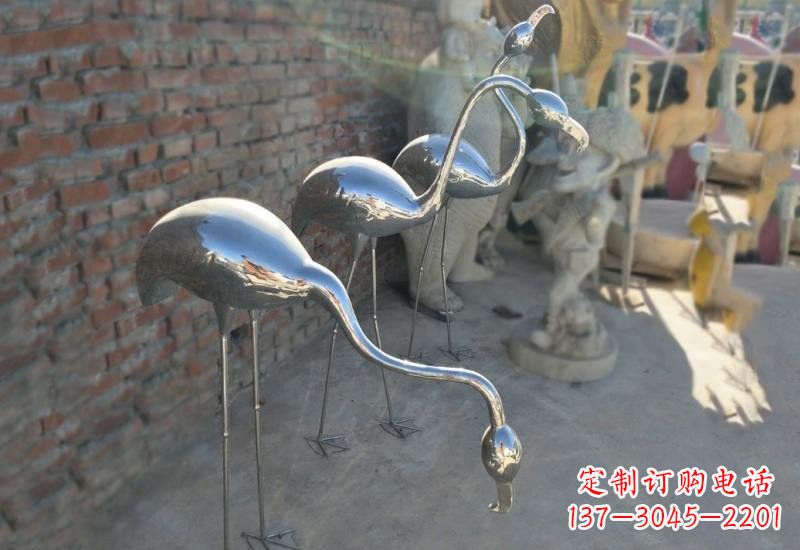开封不锈钢公园抽象火烈鸟雕塑