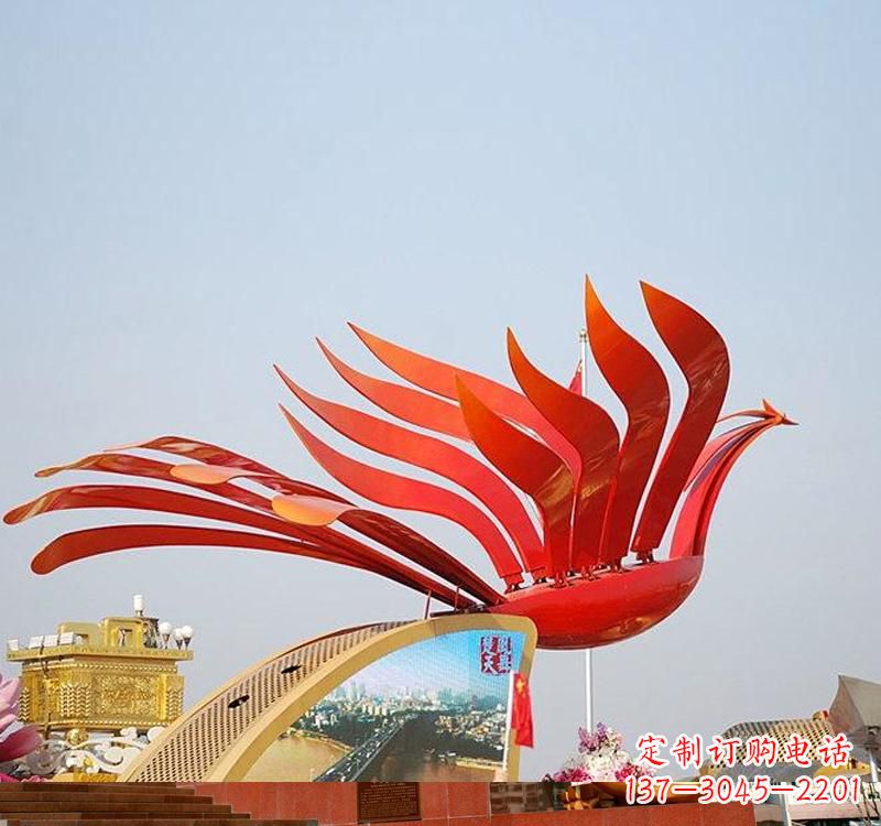 开封不锈钢凤凰雕塑——美丽的象征