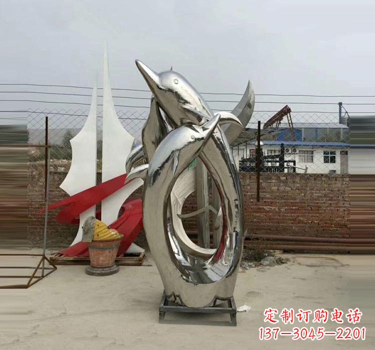 开封不锈钢海豚雕塑——象征着动物自由的象征