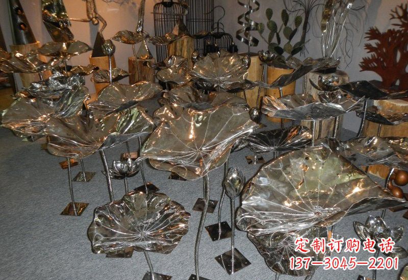 开封不锈钢荷叶雕塑——缔造美丽公园