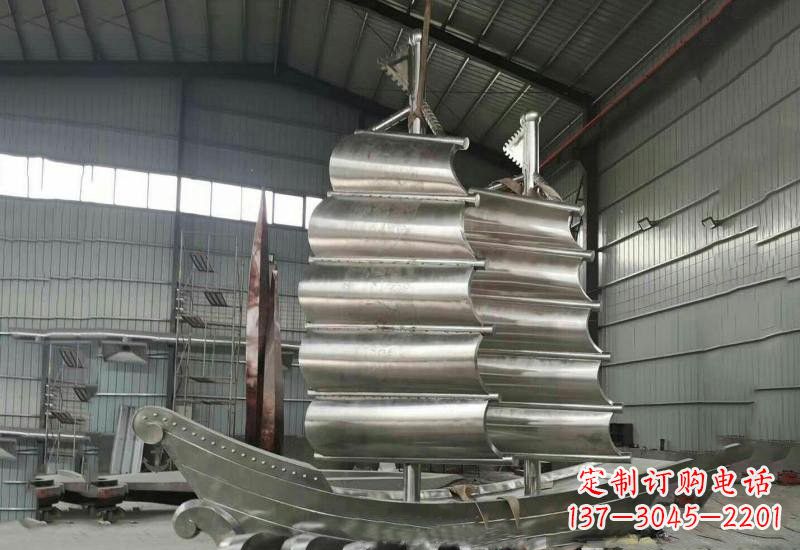 开封不锈钢帆船雕塑美丽的海洋艺术