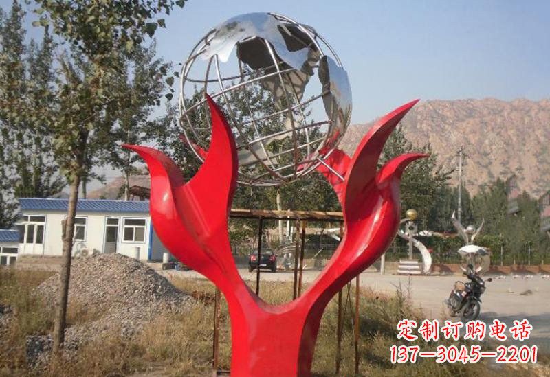 开封地球雕塑一座象征和平的不锈钢公园