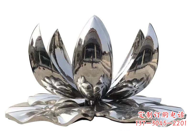 开封不锈钢公园镜面莲花雕塑光彩夺目