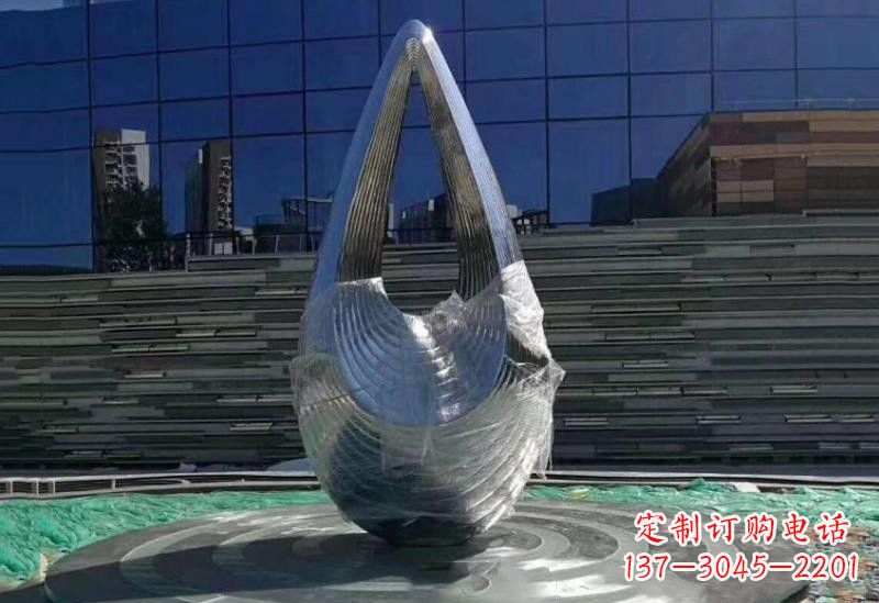 开封不锈钢空心水滴雕塑美丽的艺术之作