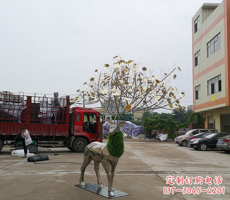 开封不锈钢公园梅花鹿雕塑 (2)