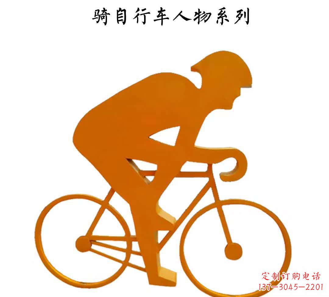开封不锈钢公园骑自行车人物雕塑