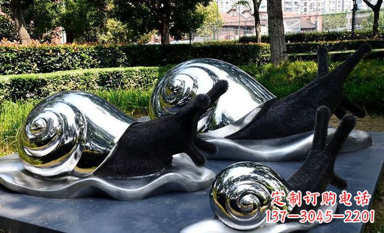 开封不锈钢公园蜗牛动物雕塑