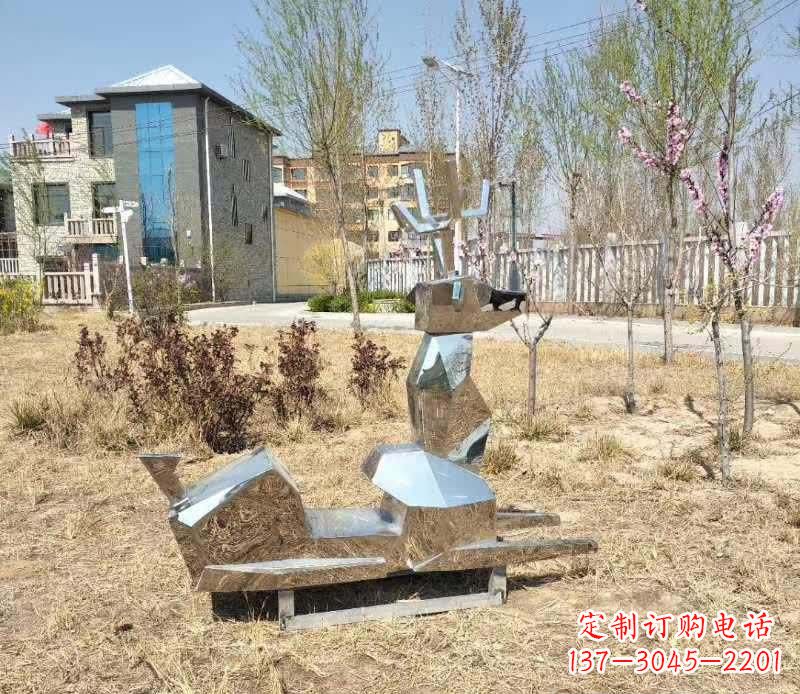 开封不锈钢公园小鹿雕塑