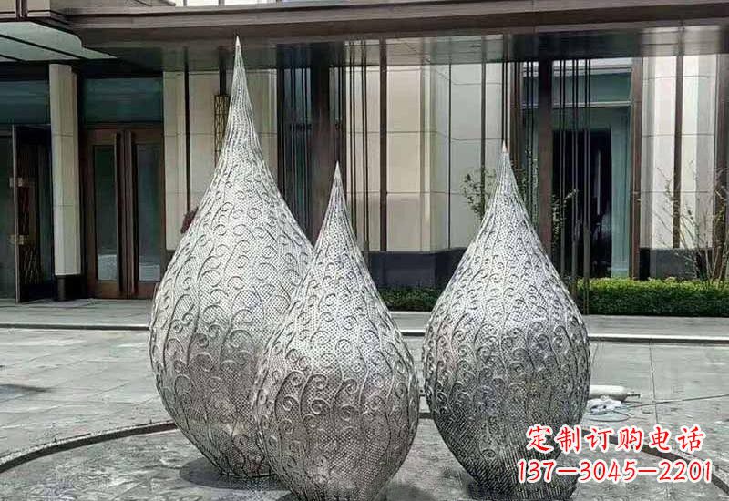 开封不锈钢镂空水滴雕塑精致美观