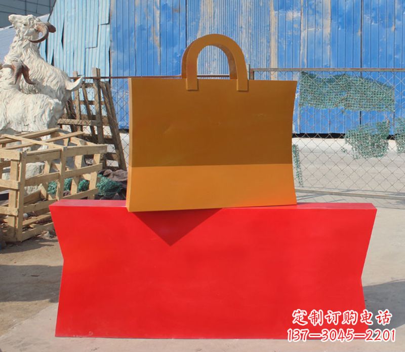 开封精美不锈钢购物袋雕塑
