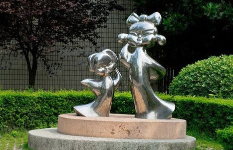 开封不锈钢古代儿童雕塑