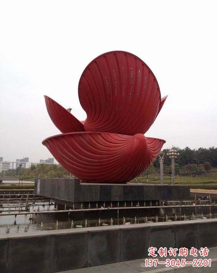 开封不锈钢贝壳喷泉雕塑——海洋之美无限