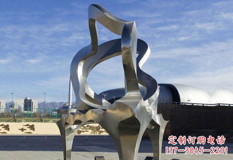 开封不锈钢广场抽象钢琴雕塑