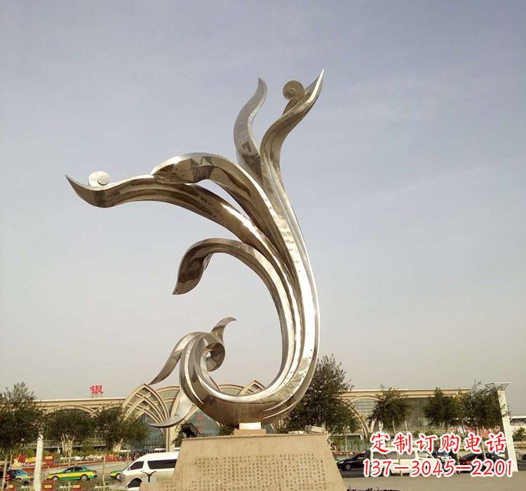 开封不锈钢广场抽象凤凰雕塑