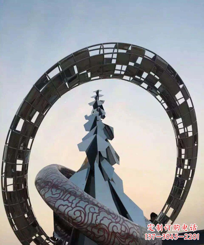 开封不锈钢松树祥云雕塑