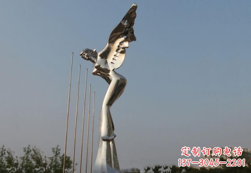 开封不锈钢广场抽象天使雕塑