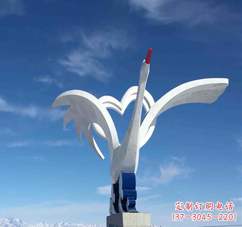 开封不锈钢广场动物仙鹤雕塑