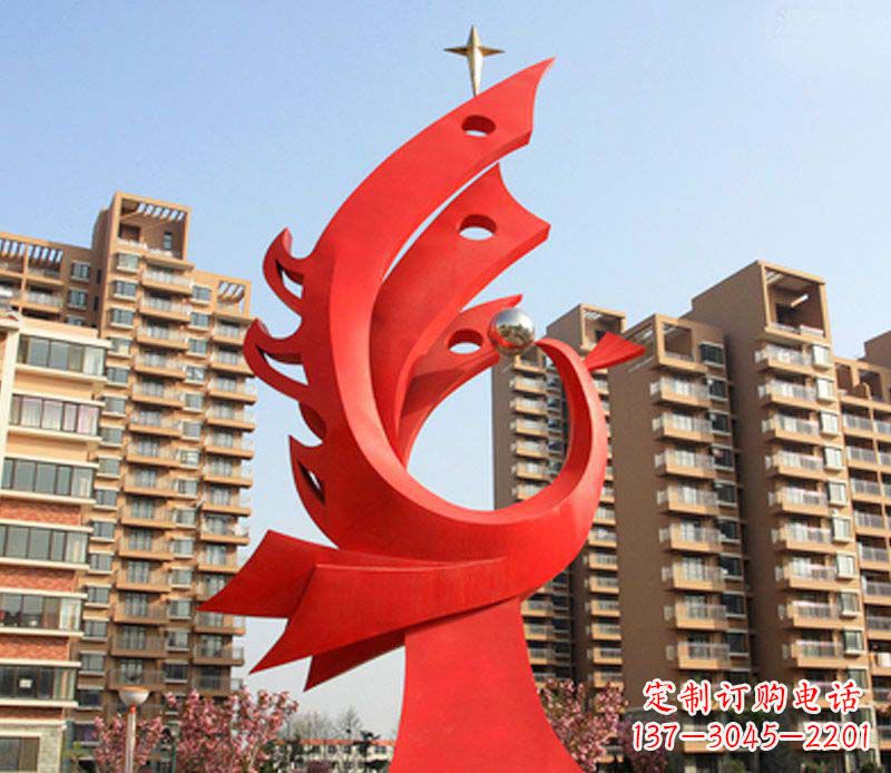 开封凤凰雕塑不锈钢广场的精美景观