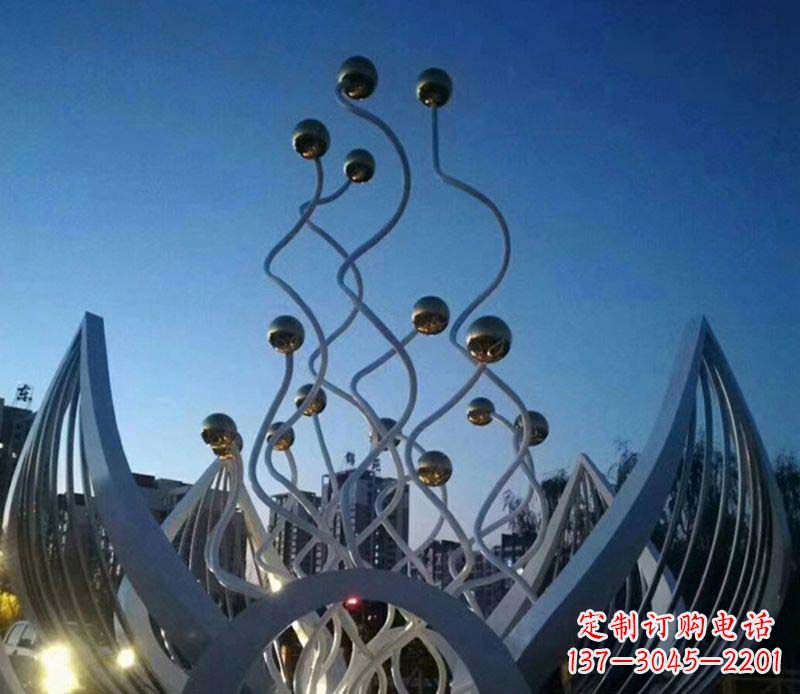 开封不锈钢荷花雕塑美丽的象征