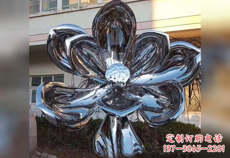 开封不锈钢广场镜面莲花雕塑精美外形,传承佛教文化