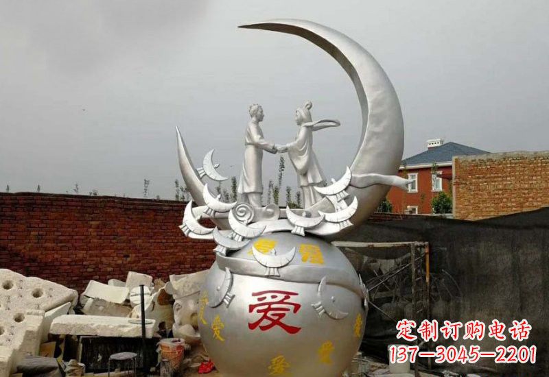 开封牛郎织女传说的不锈钢雕塑