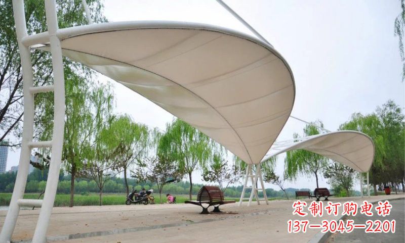 开封不锈钢广场树叶形遮阳棚雕塑