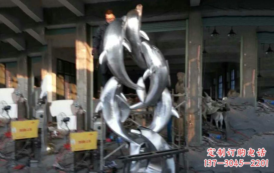 开封不锈钢海豚雕塑漂亮的海洋艺术品