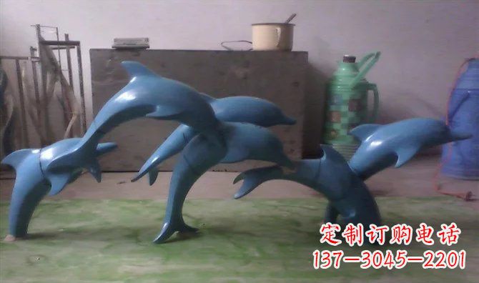 开封不锈钢海豚雕塑精致的艺术品
