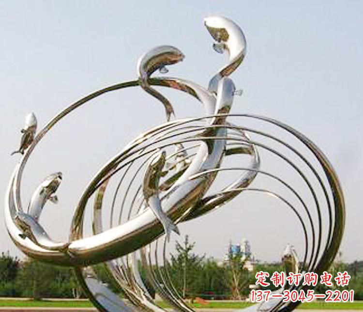 开封不锈钢海豚雕塑12