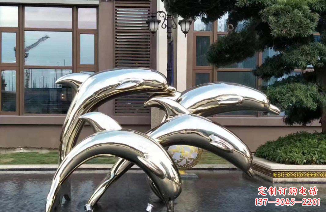 开封不锈钢海豚跳跃雕塑精美绝伦