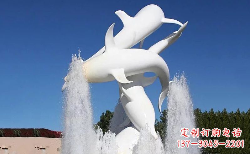 开封不锈钢海豚喷泉雕塑传递海豚的美丽