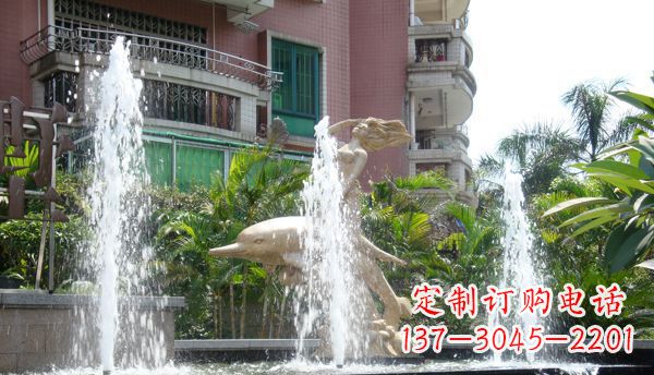 开封不锈钢海豚喷泉雕塑精美的海洋艺术