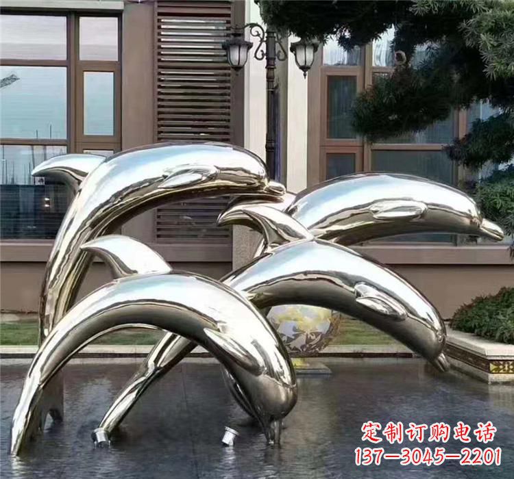 开封不锈钢海洋动物雕塑——海豚