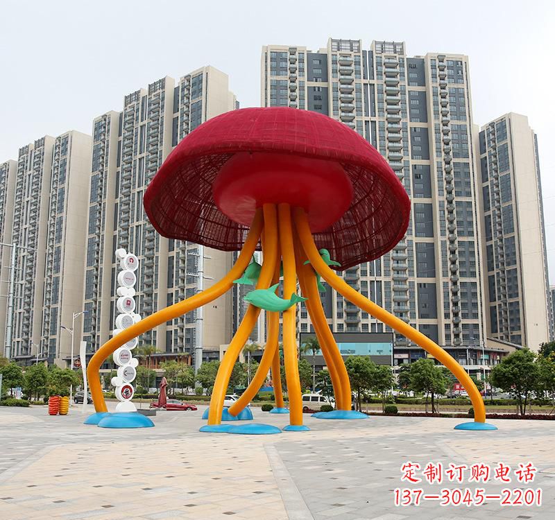 开封不锈钢海洋水母动物雕塑精美绝伦