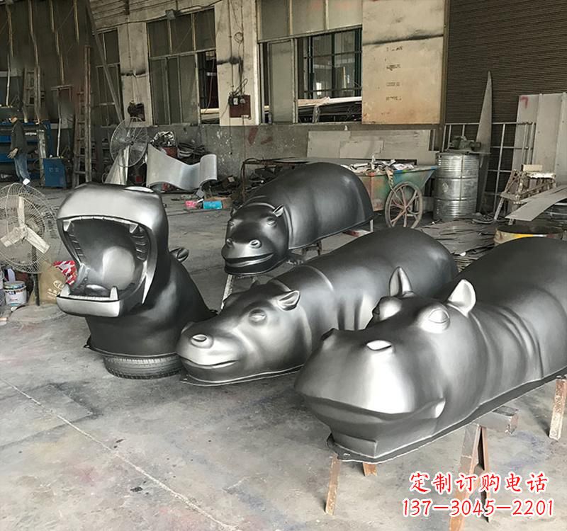 开封不锈钢河马雕塑22