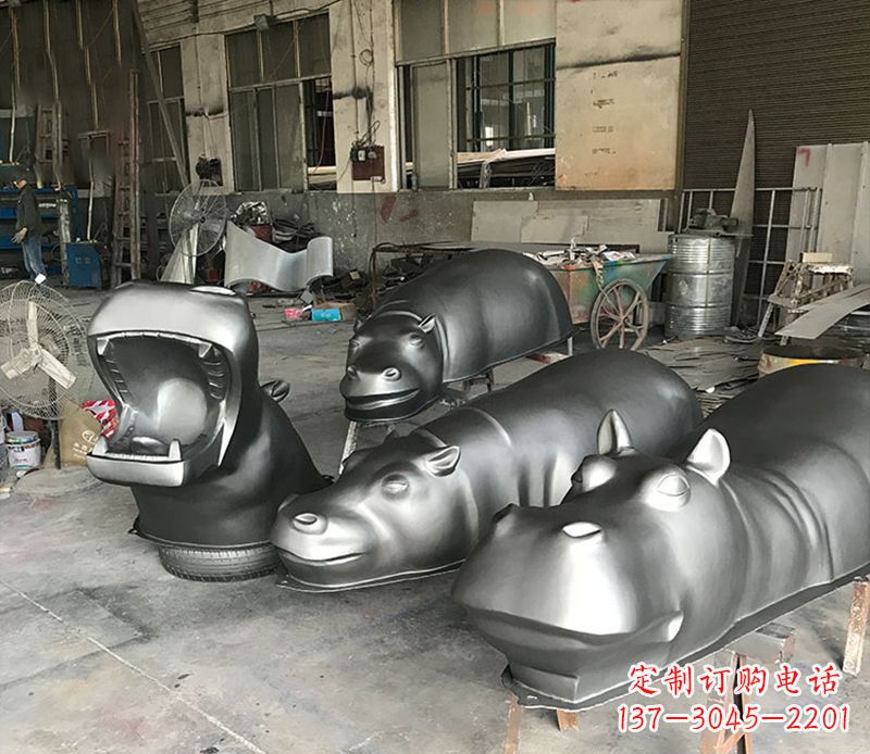 开封不锈钢河马雕塑2