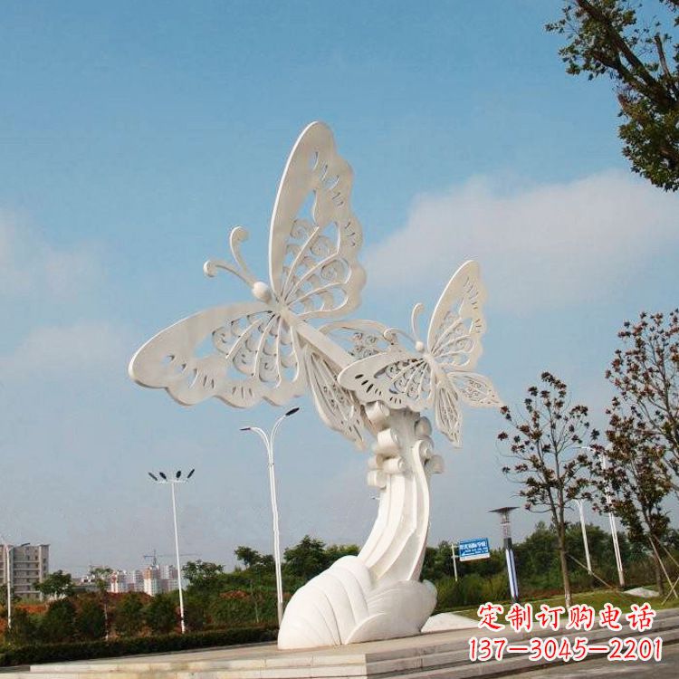 开封不锈钢蝴蝶景观雕塑,公园园林广场动物景观标识