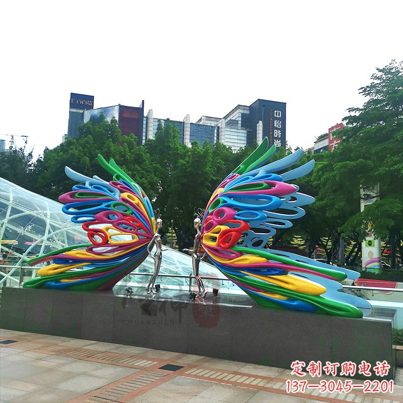 开封不锈钢蝴蝶仙子城市广场步道装饰雕塑