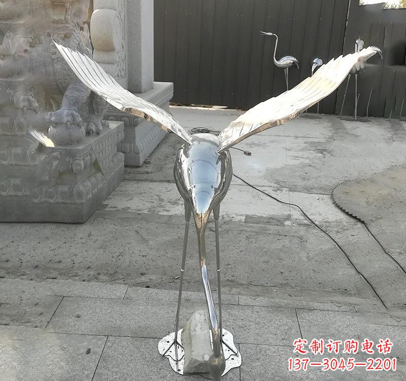 开封不锈钢户外动物仙鹤雕塑