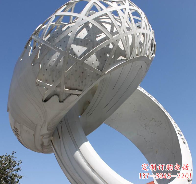 开封不锈钢户外婚庆戒指雕塑婚礼永恒的记忆