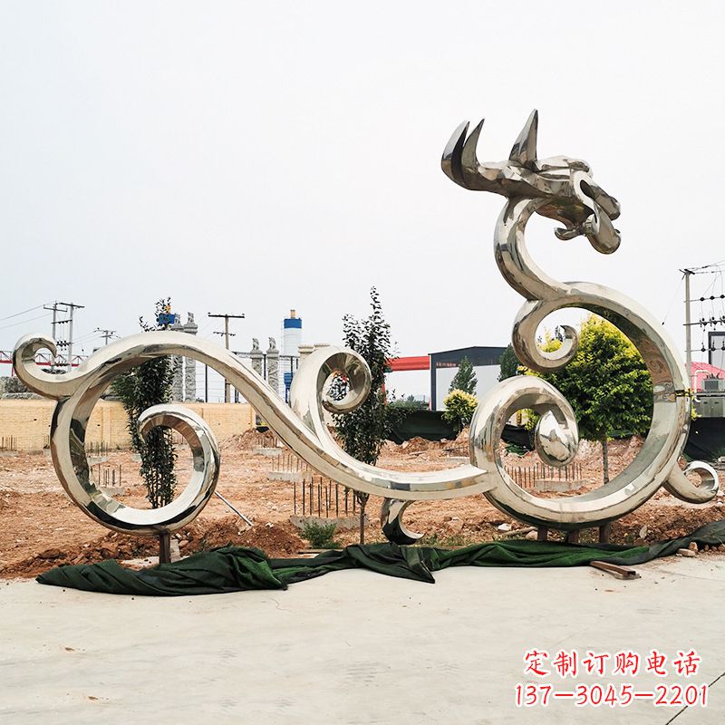 开封不锈钢花边龙形雕塑传承中华文化精髓