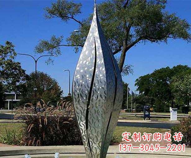 开封不锈钢花骨朵喷泉雕塑精致细节展现精美艺术