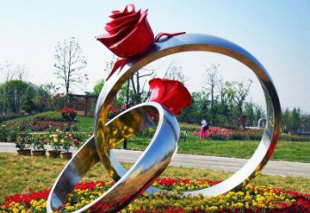 开封不锈钢公园玫瑰花戒指雕塑精致精美的礼物