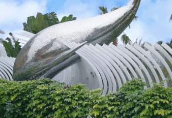 开封海豚雕塑镜面鲸鱼创意动物景观