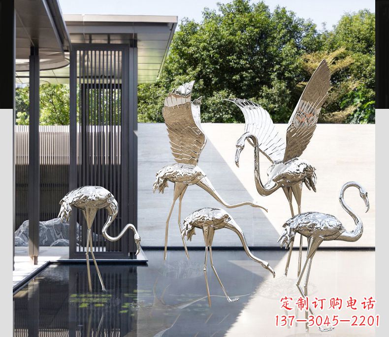 开封不锈钢火烈鸟展翅雕塑
