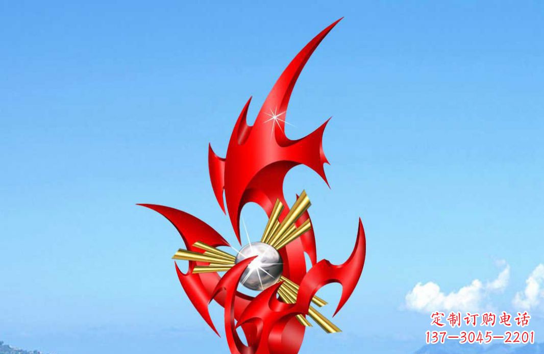 开封不锈钢火苗抽象景观雕塑给城市添彩