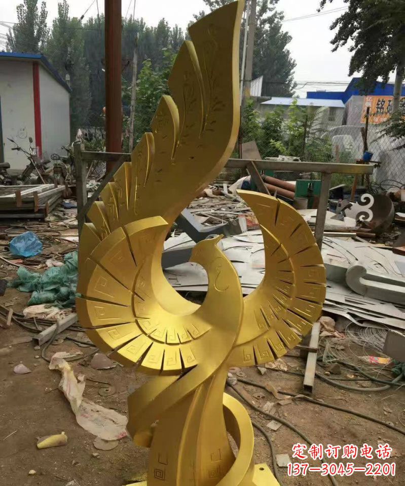 开封不锈钢金凤凰雕塑