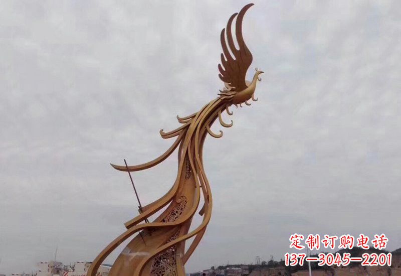开封不锈钢凤凰雕塑精致美观