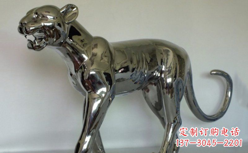 开封不锈钢金钱豹雕塑给人以高贵气质的艺术瑰宝
