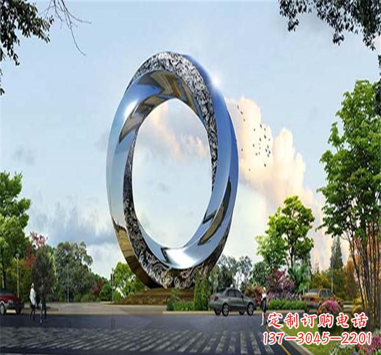 开封不锈钢景观圆环雕塑